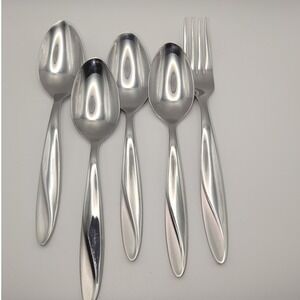 Oneida Shimmer Stainless Steel Flatware 4 Oval Spoons 1 Dinner Fork Replacements